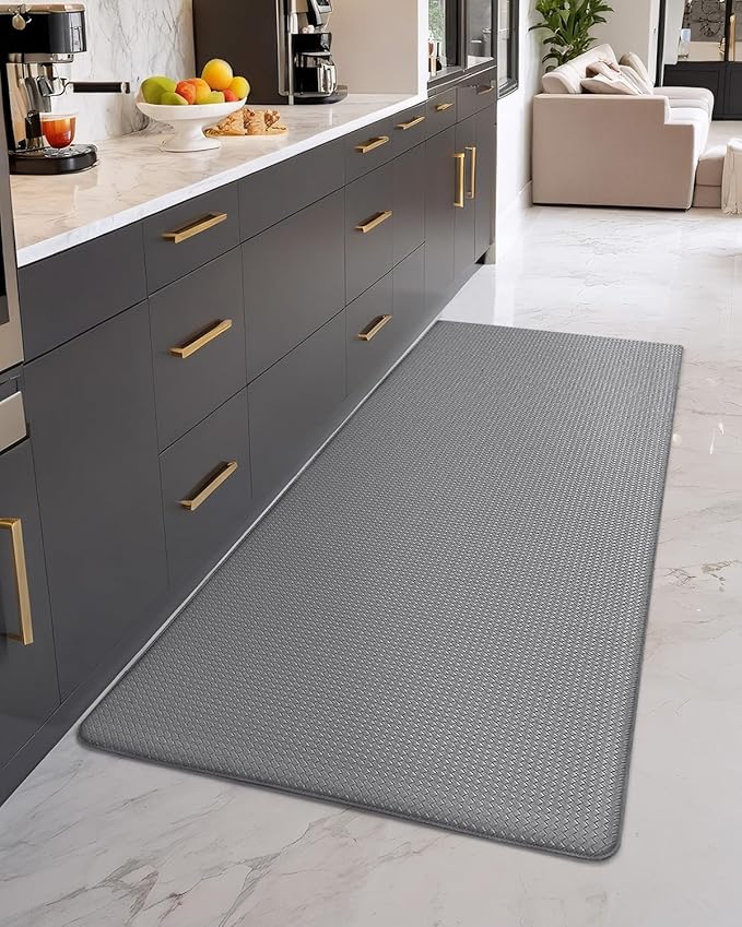 Color&Geometry Anti Fatigue Cushion Kitchen Mat for Floor -24"x59",Wide,Easy Clean, Water & Oil Proof, Anti Slip, Foam Rubber Runner Rug for Front Sink Comfort Standing,Grey