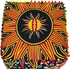 CRAFT KALA Large Hippie Mandala Meditation Floor Ottoman Pillow Cushion Pouf Cover Square Poufs Cover Bohemian Circle Floor Cushion Cover Outdoor Living Room Decor 22X22X14 inches, Purple Burning Sun