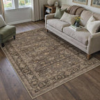 3x5 Washable Area Rug for Entryway Vintage Brown Non Slip Low Pile Carpet Traditional Retro Soft Throw Rug for Entrance Bathroom Door Mat Indoor Dorm Dining Room