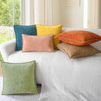 CaliTime Throw Pillow Covers Decorative 18 X 18 Inches Pack of 2 Cotton Thread Stitching Edges Solid Dyed Soft Chenille Cushion Cases for Couch Sofa Bed Living Room Farmhouse Mustard Yellow