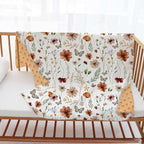 Wildflower Baby Blanket for Girls, Boho Flower Toddler Soft Minky Blanket with Double Layer Dotted Backing, Nursery Newborn Baby Receiving Blanket Butterfly Flower Garden, 30"x40"