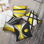 Emvency Set of 4 Yellow Throw Pillow Covers Modern Abstract Black Grey Stripes Gray White Acrylic Bold Decorative Pillow Cases Home Decor Square 16x16 Inches Pillowcases