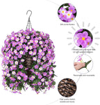 HyeFlora Artificial Fake Hanging Flowers with Basket for Outdoor Decoration,UV Resistant Faux Silk Daisy Flowers Light Fuchsia Orchid Vines in Planter Realistic Hanging Baskets for Home Porch Garden
