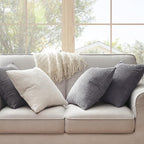 Topfinel Neutral Grey Decorative Throw Pillow Covers 18x18 Inch Set of 4,Modern Farmhouse Striped Corduroy Cushion Cases,Square Euro Shams for Sofa,Bedroom,Floor,Car(45cm Dark Gray)