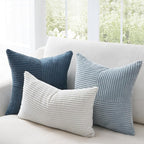 Topfinel NavyBlue Decorative Throw Pillow Covers,24x24 Pillow Covers Set of 4 with Striped Corduroy,Boho Soft Accent Cushion Covers for Couch,Bed,Living Room Home Decor