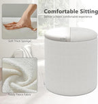 Ottoman Poufs with Storage, Set of 2 Soft Upholstered Vanity Stool,Multifunctional Ottomans Coffee Table Padded Seat Foot Rest for Living（White, Pack of 2）