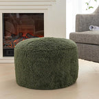 Unstuffed Pouf Ottoman Cover Handmade Footstool Ottoman Storage Solution Floor Pouf Footrest Cushion 20Diameterx12Height Inches for Living Room Wedding Bedroom Green No Filler