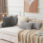Kevin Textile 14x22 Inch Pillow Cover 1 Pack Boho Decorative Soft Striped Corduroy Lumbar Farmhouse Solid Color Accent Rectangle Cushion Case for Living Room Couch Sofa Bed, Light Grey