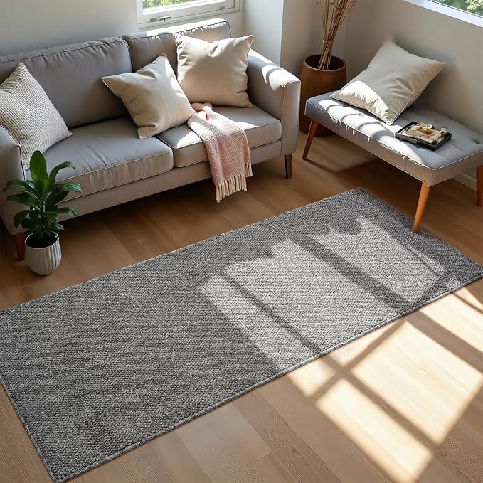 Softlife Hallway Runner Rug 2x6 ft Faux Jute Rug Washable Entryway Hall Carpet Runner Modern Farmhouse Laundry Room Rugs Kitchen Rugs Long Carpet for Bathroom, Grey