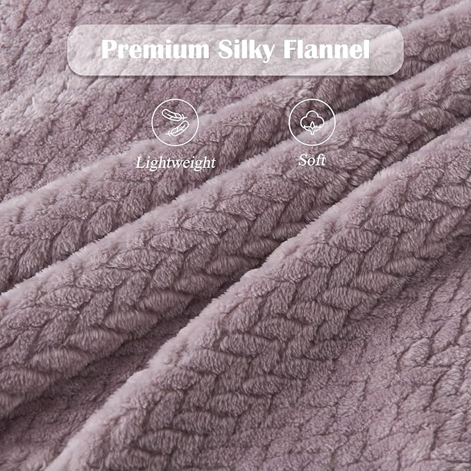 NEWCOSPLAY Super Soft Throw Blanket Premium Silky Flannel Fleece Leaves Pattern Lightweight Blanket All Season Use (Light Purple, Throw(40"x50"))