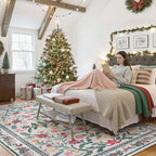 Lahome Christmas Rugs 8x10 Living Room Decor, Washable Area Rugs for Dining Room Stain Resistant, Large Thin Carpets Under Bed Couch Cottagecore Holiday Decor