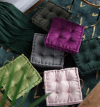 vctops Square Solid Color Velvet Seat Cushion with Handle Tufted Thicken Chair Pad Tatami Floor Pillow Cushion 16.5"x16.5"x4" Grass Green
