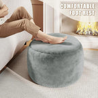 Round Stuffed Pouf Ottoman for Foot Rest, A Round Modern Foam Filled Poufs, Floor Chair for Living Room, Nursery, Dorm, A Soft Modern Foot Stool Perfect to Rest Your Feet (Grey, 20Inch)