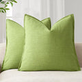 Foindtower Pack of 2, Decorative Linen Soild Throw Pillow Covers Soft Accent Euro Cushion Case Farmhouse Neutral Pillowcase for Chair Couch Sofa Bedroom Living Room Home Decor 18 x 18 Inch Lush Green