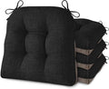 AddGrace Chair Cushions for Dining Chairs Set of 4 Kitchen Seat Cushions with Ties and Non Slip Backing Tufted Indoor Seat Pad for Kitchen Dining Room 18" x 17" x 3" Black
