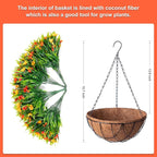 Artificial Hanging Flowers with 12" Basket for Outdoor Decor, Faux Silk Daisy Flower UV Resistant Plants Arrangements Decoration for Indoor Porch Garden Yard(Orange)