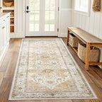AMADA HOMEFURNISHING 2x6 Washable Runner Rug, Low-Profile Kitchen Rugs with Non-Slip Backing & Durable Edge Binding, Vintage Entryway Runner Rug for Bedroom & Hallway