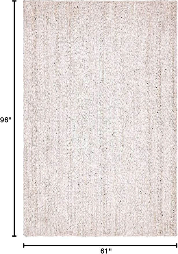 Unique Loom Braided Jute Collection Area Rug - Dhaka (5' 1" x 8' Rectangle, White)