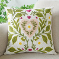 vctops Heart Flower Embroidered Decorative Throw Pillow Cover Spring Summer Floral Square Pillow Cases Cute Cotton Cushion Cover for Couch Sofa Bed (Flower E,18"x18")