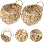 2Pcs Woven Hanging Basket Decorative Wall Hanging Flower Baskets Handwoven Plant Holder with Handle for Home and Garden Plant Display and Storage Stylish Plant Baskets