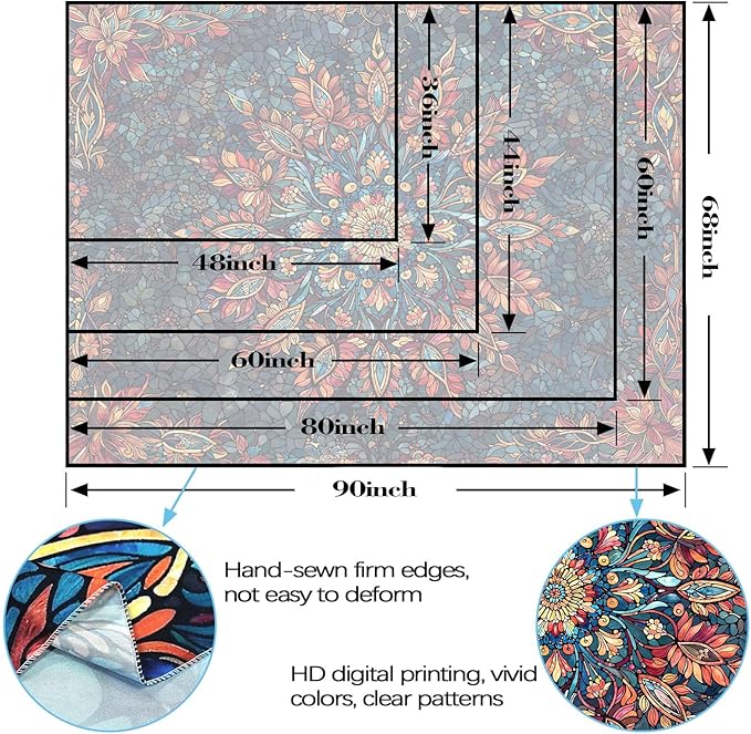 Accnicc Boho Floral Mandala Tapestry for Bedroom Hippie Bohemian Flower Wall Tapestry Aesthetic Large Stained Glass Red Blue Indian Tapestries Wall Hanging for Living Room Dorm Decor 80 x 60 Inch