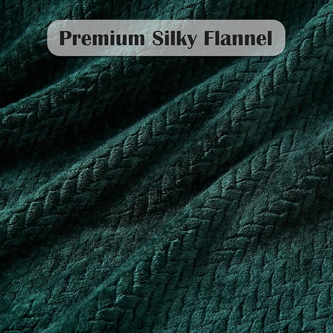 NEWCOSPLAY Super Soft King Blanket Forest Green Premium Silky Flannel Fleece Leaves Pattern Lightweight Bed Blanket All Season Use (Forest Green, King(90"x110"))