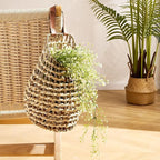 Woven Front Door Basket Water Hyacinth Wall Hanging Basket Decorative Boho Mounted Organizer for Dried Flower Plants Storage Basket for Garden, Home, and Farmhouse Décor (B_Corn Husk)