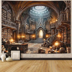 Accnicc Gothic Library Tapestry Medieval Bookshelf Tapestries Wall Hanging Goth Vintage Dark Academia Hall Book Library Backdrop Large Tapestry for Bedroom Living Room Dorm Classroom 80 x 60 inch