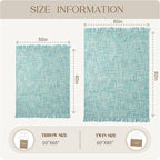 Multi-Color Turquoise Cable Woven Throw Blanket for Couch,50"X60" Boho Style Textured Blankets for Home Decor,Super Soft Warm Cozy Chunky Blanket with Decorative Tassels for Bed