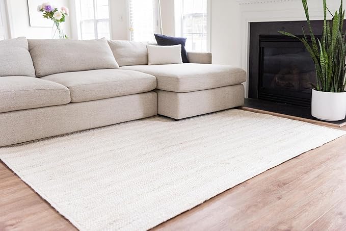 Unique Loom Braided Jute Collection Area Rug - Dhaka (4' 1" x 6' 1" Rectangle, White)