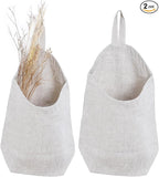 100% Linen Hanging Storage Bags Baskets 2 Pcs, Small Wall Storage Bag for Kitchen, Bedroom, RV Camper Organizer, Sewing Room, Nursery Storage, Kids Room, Linen
