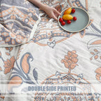 Boho Throw Blanket for Bed 100% Cotton Ultra Soft Rustic Quilt Floral Farmhouse Decor Bed Spring Blanket,80"x90" All Season Rustic Throw for Sofa Couch Chair