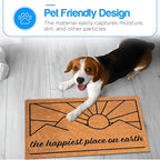 PLUS Haven Coconut Coir Home Entrance Door Mat – 17.5" x 30" | The Happiest Place on Earth Heavy-Duty Doormat for Indoor & Outdoor Use | Eco-Friendly & Durable
