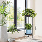 Plant Stand Indoor Outdoor, 2 Tier Iron Plant Stand, 30'' Tall Pedestal Stand Outdoor, Metal Flower Stands for Indoor Plants, Balcony, Living Room