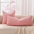 Kevin Textile Valentines 14x36 Inch Long Lumbar 1 Pack Boho Decorative Throw Pillow Cover Soft Striped Corduroy Rectangle Cushion Case Farmhouse Accent for Living Room Couch Sofa Bed, Dark Pink