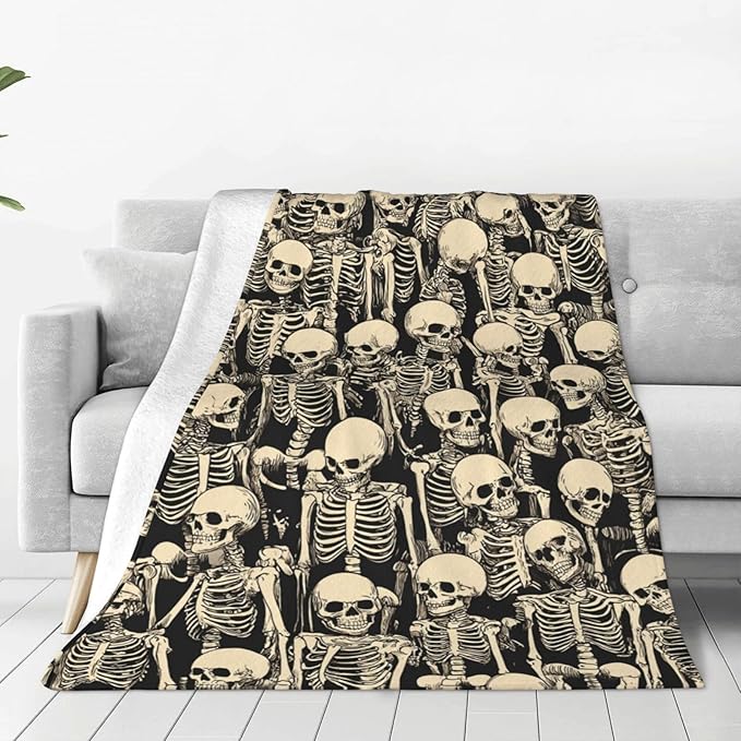 Skull Throw Blanket Soft Flannel Blanket 60"x50" in Bed Blanket Home Decor for Room Sofa Couch All Season
