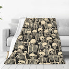 Skull Throw Blanket Soft Flannel Blanket 60"x50" in Bed Blanket Home Decor for Room Sofa Couch All Season