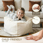 Square Boucle Pouf Ottoman Footrest, Soft & Lightweight Footstool with Foam Filling for Living Room & Bedroom, Laid-Back Lounge Style