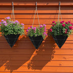 3PCS 12 Inch Cone Shaped Planter Basket Liners Fabric Hanging Plant Liners Non-Woven Planter Liners Black Felt Liners Replacement Inserts for Flower Hanging Baskets Outdoor Plants - Avoid Bird Nesting