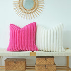 JOJUSIS Pack of 2 Faux Fur Plush Decorative Throw Pillow Covers Couch Cushion Case Soft Pillowcases (Hot Pink, 16 x 16-Inch)