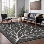 Washable Indoor Outdoor Rug 5x7 Modern Area Rugs Branch Pattern Non Shedding Waterproof Easy Clean Patio Deck Porch Living Room Bedroom Garden RV (5 X 7 Dark Gray)