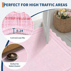 GarveeHome Washable 9x12 Area Rug for Living Room Scalloped Pink Nursery Rug Non Slip Soft Bedroom Rugs Low Pile Foldable Throw Rugs Stain Resistant Carpet for Playroom Dining Room Classroom, Pink