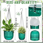 Maxcheck 4 Pcs Self Watering Hanging Planters Indoor Gift 6.5'' 4.5'' Hanging Flower Pots Baskets Outdoor Self Watering Plant with 3hooks Drainage Holes for Home(Emerald)