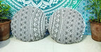 CRAFT KALA Mandala Floor Pillow Cushion Cover Seating Throw Cover Hippie Decorative Bohemian Ottoman Poufs Pom Pom Pillow Cases Boho Indian Cotton Living Room Home Décor 24" Round Set Of 2, Grey Ombre