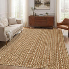 Washable Area Rug 5x7 ft,Rubber Backed Non Slip Neutral Rugs for Living Room,Office Rugs,Braided Bedroom Rug,Faux Jute Rug,Indoor Floor Solid Carpets for Dining,Tan Brown