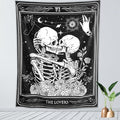 KJHL The Lovers Skull Tapestry Wall Hanging Black Gothic Witchy Tapestry Dark Vertical Skeleton Tapestries Aesthetic for Bedroom Living Room Decor 48ʺ x 36ʺ