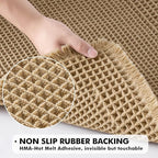 MIULEE Set of 2 Waffle Bathroom Rugs, Boho Bath Rug Super Absorbent, Non Slip Washable Ultra Soft Rubber Backed Shower Bath Mats for Floor, Tub, Shower, Bordered Design, Brown, 18x30 Inch