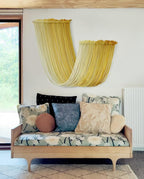 Macrame Wall Hanging Yellow Dip Dyed Fiber Yarn Wall Art Macrame Wall Decor Boho Wall Decor Handmade Craftsmanship 15.7" Wx 47.2" L