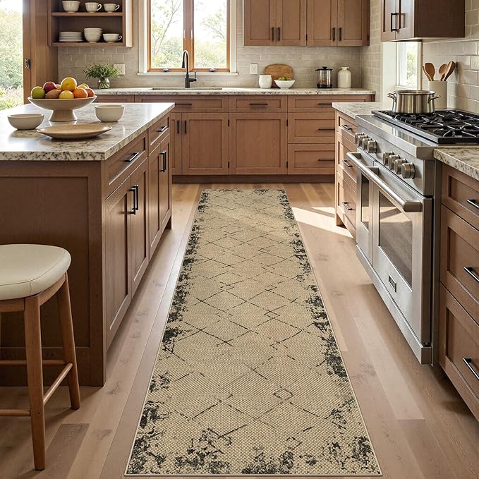 2x8 Jute Runner Rug for Hallway: Farmhouse Washable Kitchen Rug Non Slip Outdoor Indoor Rug for Bedroom Porch Laundry Bathroom - Modern Brown