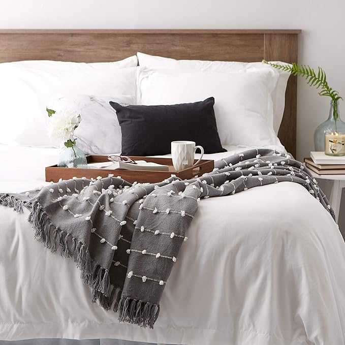 DII Woven Loop Throw Collection, 50x60, Gray